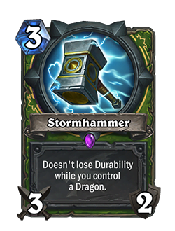 New Stormhammer has a classy green frame around the art and text, like the rest of the hunter class cards